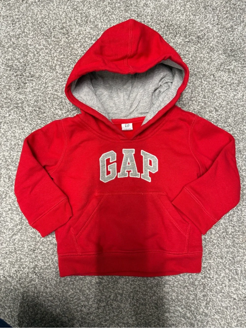 GAP Red Hooded Sweatshirt with Gray Lining